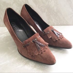 Franco Sarto Brown Suede Kiltie Heels-Size 8.5